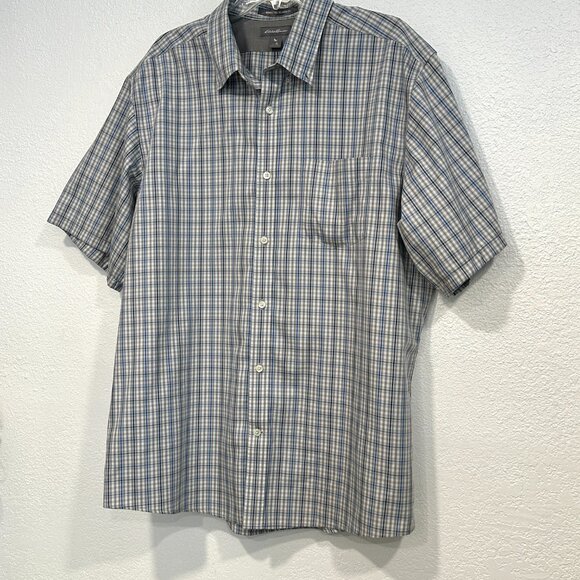 Eddie Bauer Wrinkle Free Relaxed Fit Plaid Button Up Shirt Short Sleeves Mens XL - Picture 8 of 10